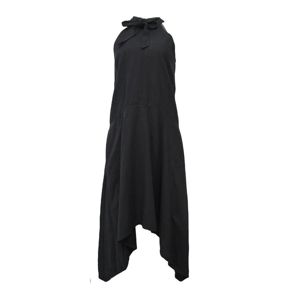Ulla Johnson Black‎ Halter Handkerchief Hem Linen Blend Midi Dress Size 2